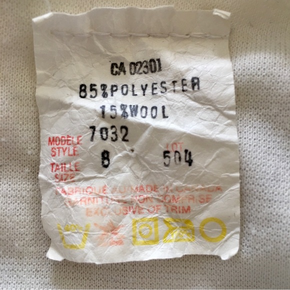 Vintage wool blend Tradition Sears cream and navy blue batwing midi dress size 8 - Picture 10 of 16